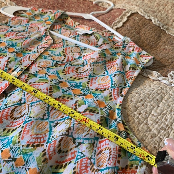 J. Jill sheer button-down sleeveless blouse with sweet print slinky and cool! M - Picture 6 of 8